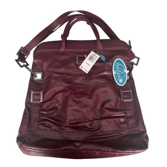 HELEN WELSH Leather Tote/Fold-over Purse in Oxblood BNWT — GORGEOUS!!! - Picture 1 of 5